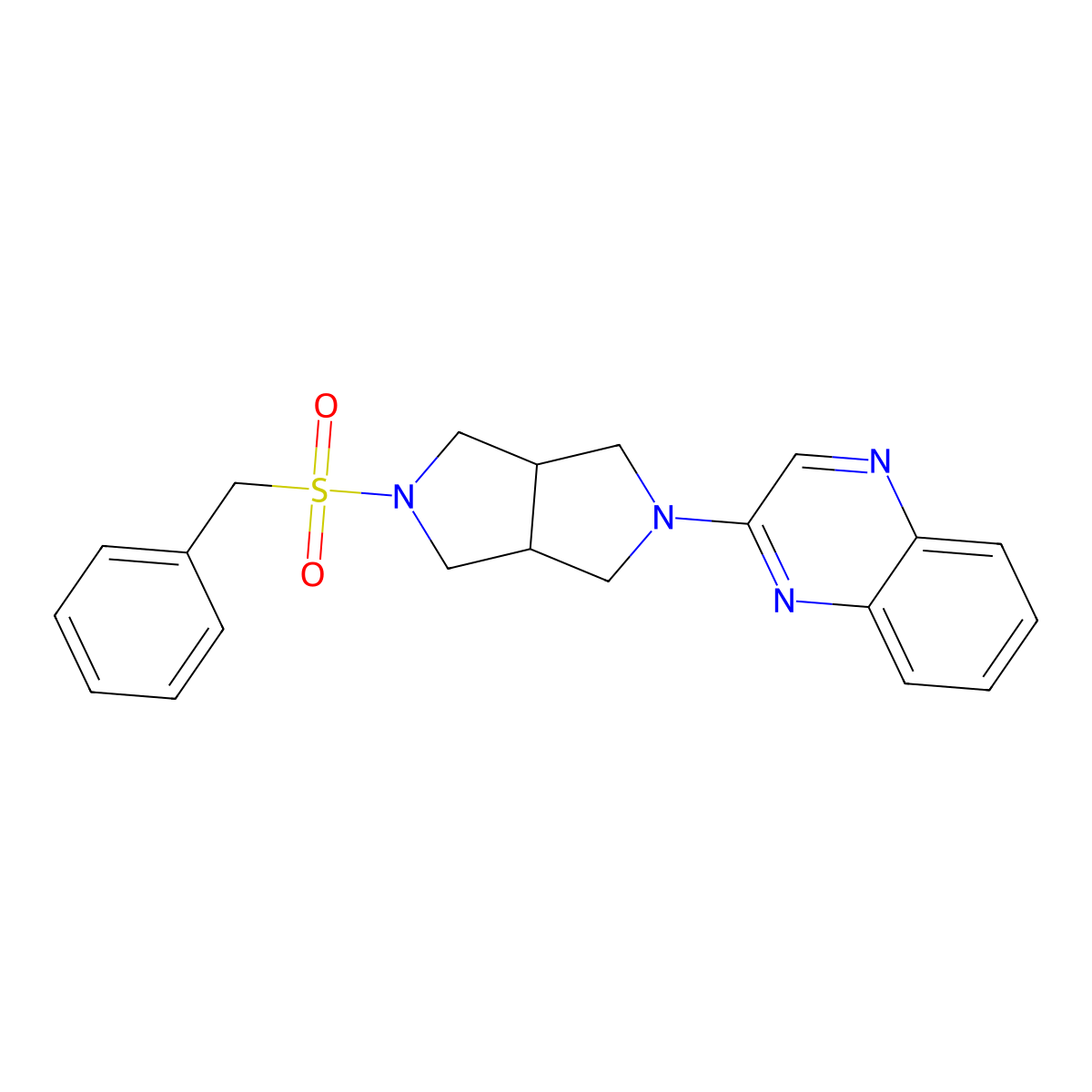 2-{5-Phenylmethanesulfonyl-octahydropyrrolo[3,4-c]pyrrol-2-yl}quinoxaline molecular structure, CAS 2549025-54-7