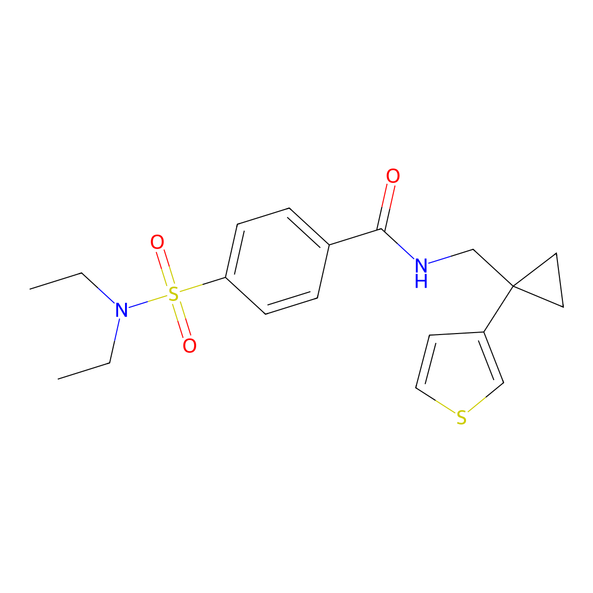 4-(diethylsulfamoyl)-N-{[1-(thiophen-3-yl)cyclopropyl]methyl}benzamide molecular structure, CAS 2549025-62-7