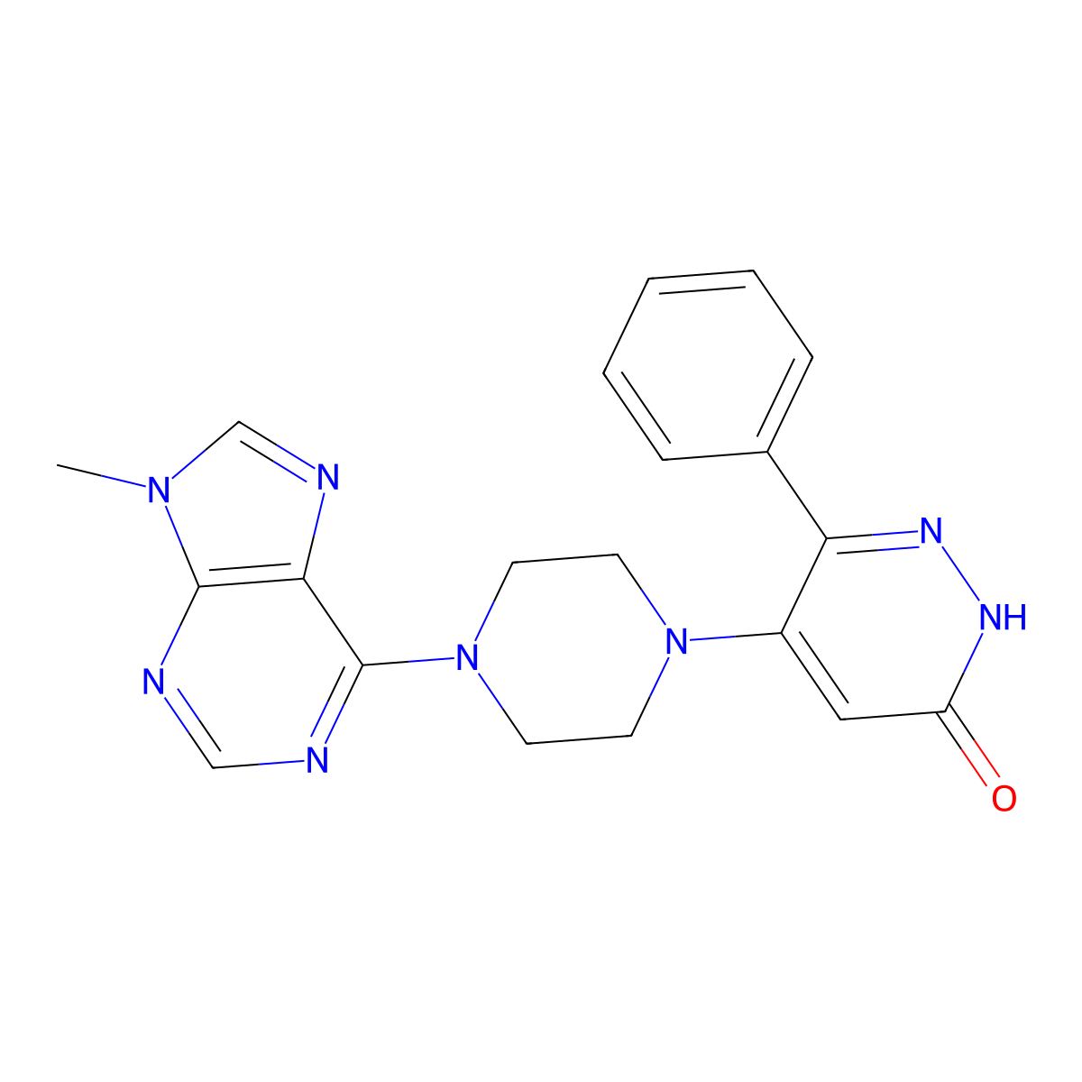 5-[4-(9-methyl-9H-purin-6-yl)piperazin-1-yl]-6-phenyl-2,3-dihydropyridazin-3-one molecular structure, CAS 2549025-68-3