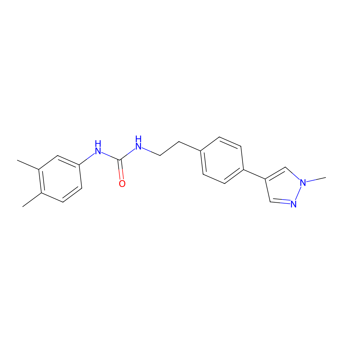 1-(3,4-dimethylphenyl)-3-{2-[4-(1-methyl-1H-pyrazol-4-yl)phenyl]ethyl}urea molecular structure, CAS 2549025-77-4