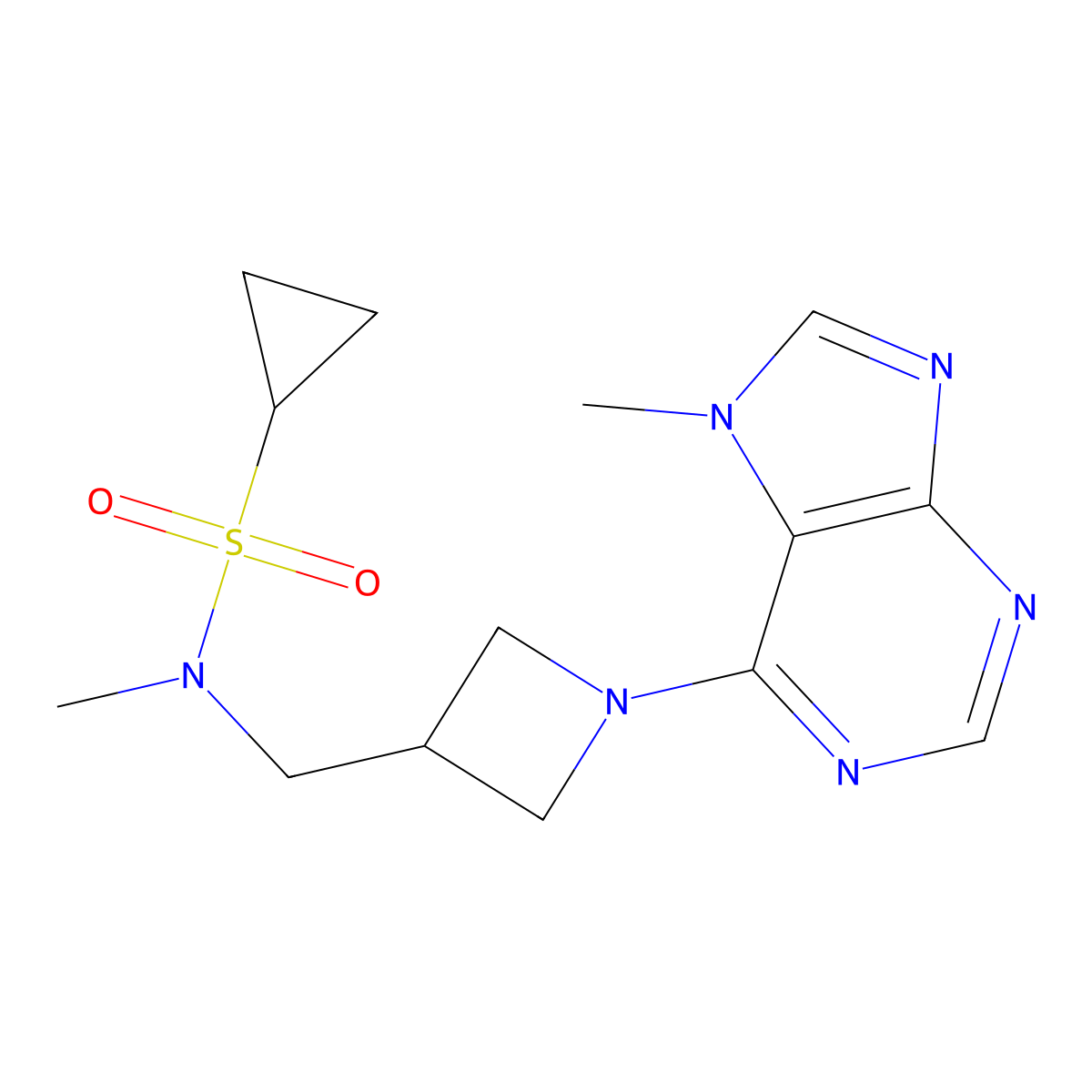 N-methyl-N-{[1-(7-methyl-7H-purin-6-yl)azetidin-3-yl]methyl}cyclopropanesulfonamide molecular structure, CAS 2549025-78-5