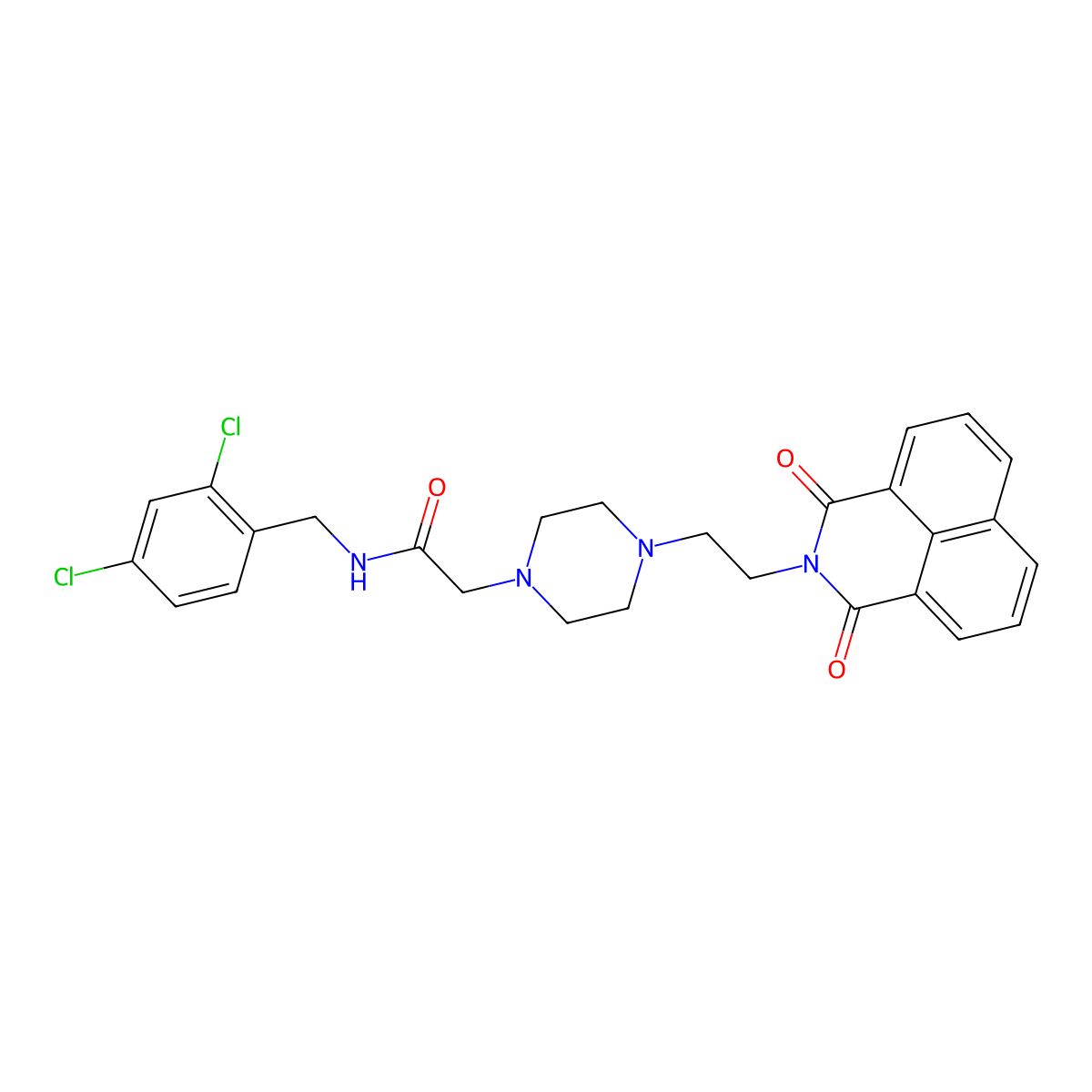 N-[(2,4-dichlorophenyl)methyl]-2-[4-(2-{2,4-dioxo-3-azatricyclo[7.3.1.0^{5,13}]trideca-1(13),5,7,9,11-pentaen-3-yl}ethyl)piperazin-1-yl]acetamide molecular structure, CAS 2549025-79-6