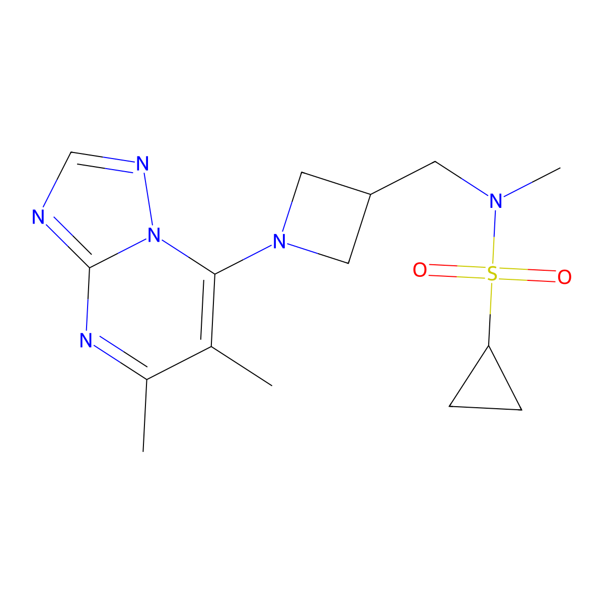 N-[(1-{5,6-dimethyl-[1,2,4]triazolo[1,5-a]pyrimidin-7-yl}azetidin-3-yl)methyl]-N-methylcyclopropanesulfonamide molecular structure, CAS 2549025-87-6