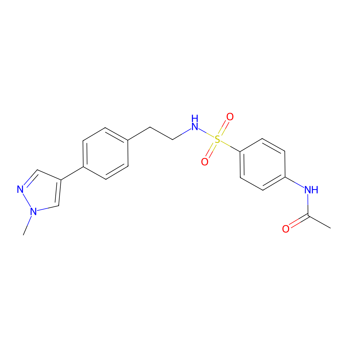N-[4-({2-[4-(1-methyl-1H-pyrazol-4-yl)phenyl]ethyl}sulfamoyl)phenyl]acetamide molecular structure, CAS 2549025-89-8