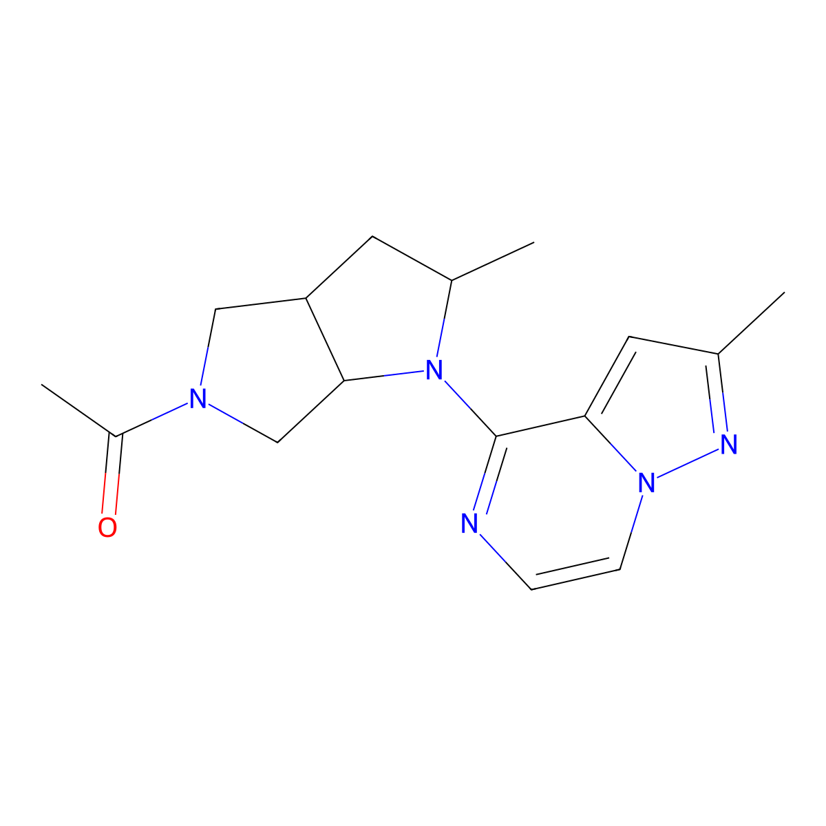 1-(2-Methyl-1-{2-methylpyrazolo[1,5-a]pyrazin-4-yl}-octahydropyrrolo[2,3-c]pyrrol-5-yl)ethan-1-one molecular structure, CAS 2549025-91-2