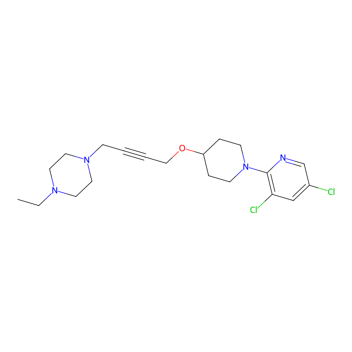 1-(4-{[1-(3,5-Dichloropyridin-2-yl)piperidin-4-yl]oxy}but-2-yn-1-yl)-4-ethylpiperazine molecular structure, CAS 2549025-97-8