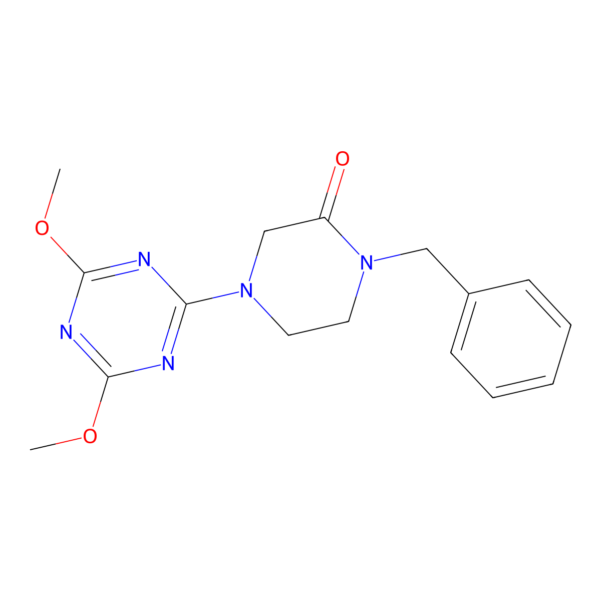 1-Benzyl-4-(4,6-dimethoxy-1,3,5-triazin-2-yl)piperazin-2-one molecular structure, CAS 2549026-02-8