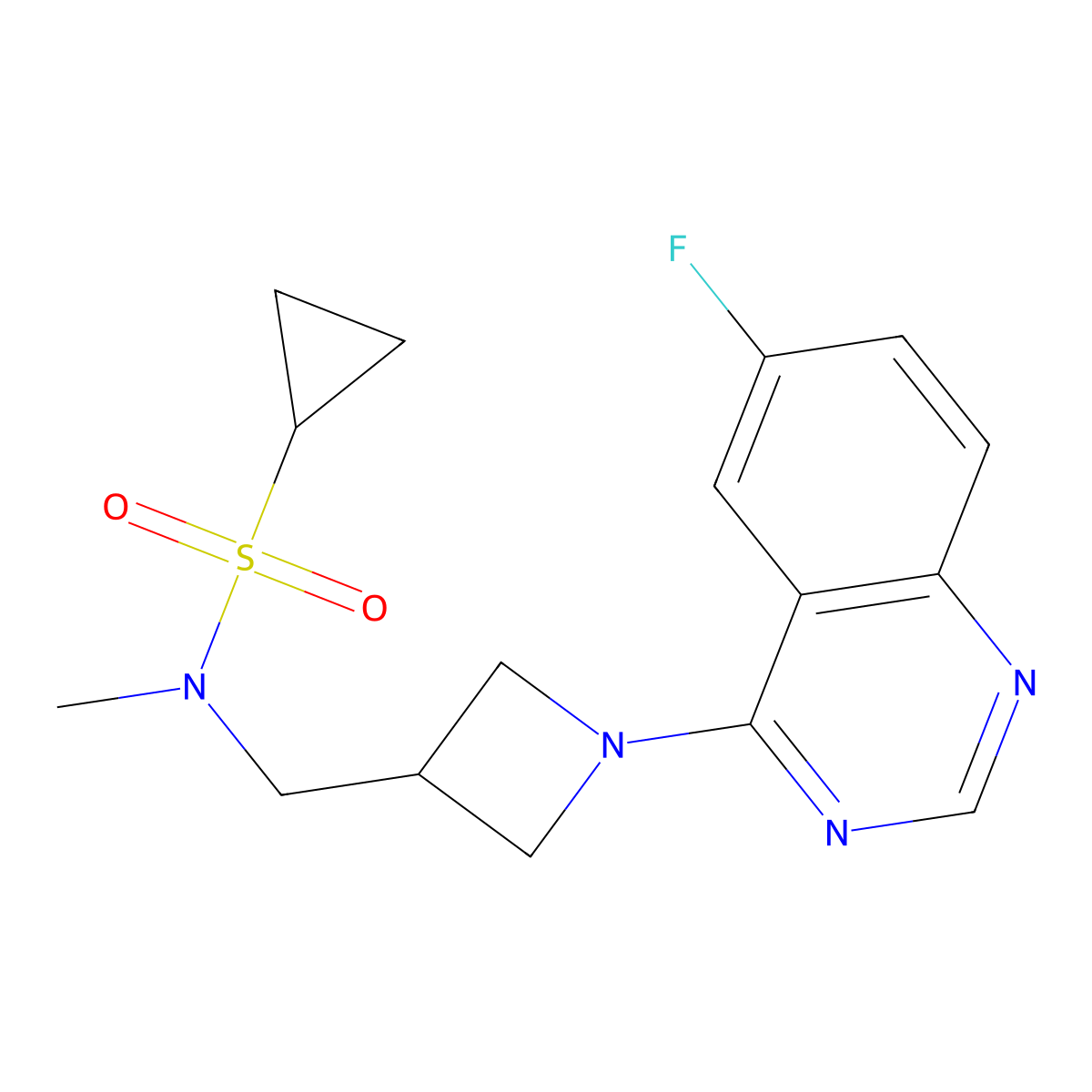 N-{[1-(6-fluoroquinazolin-4-yl)azetidin-3-yl]methyl}-N-methylcyclopropanesulfonamide molecular structure, CAS 2549026-03-9