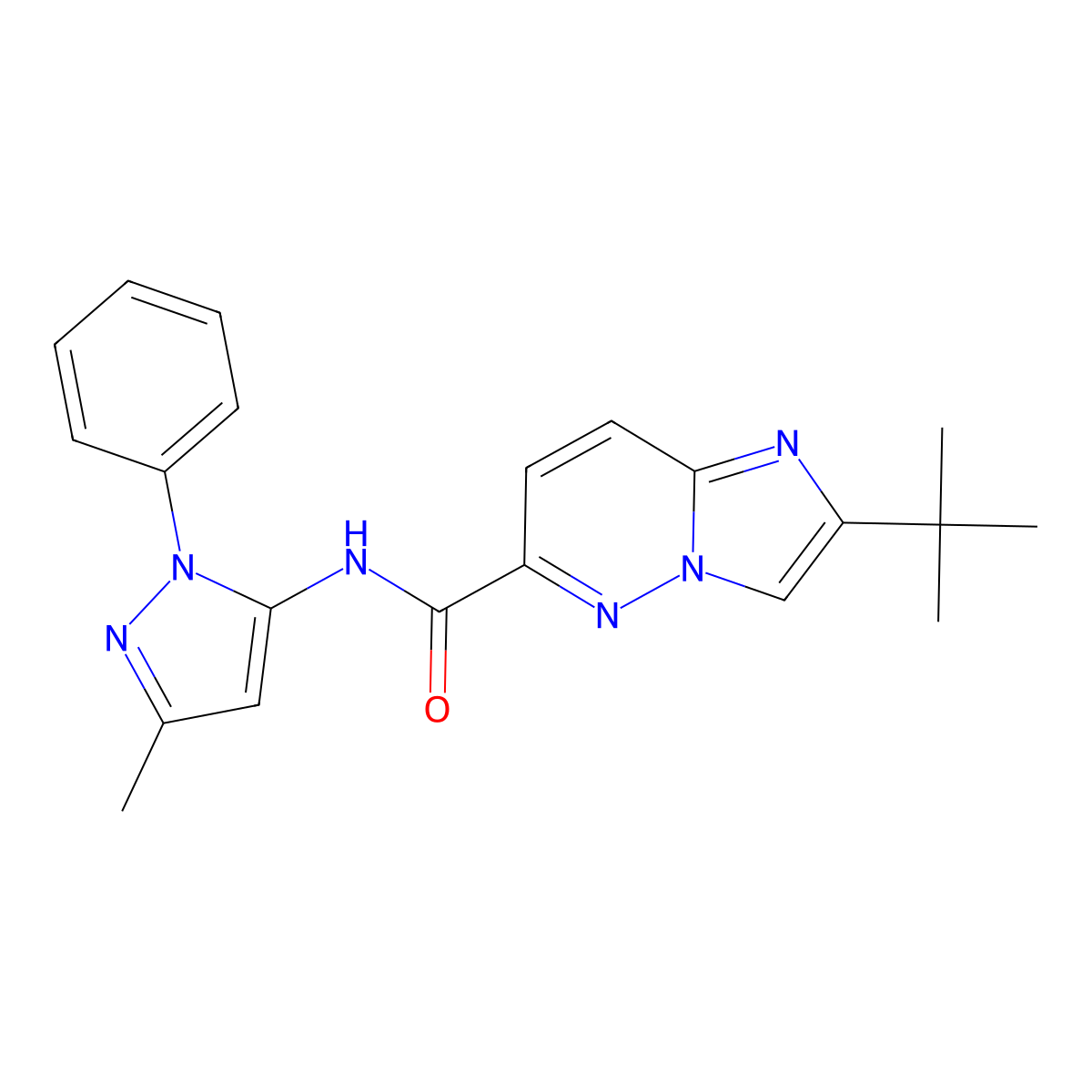2-tert-butyl-N-(3-methyl-1-phenyl-1H-pyrazol-5-yl)imidazo[1,2-b]pyridazine-6-carboxamide molecular structure, CAS 2549026-04-0