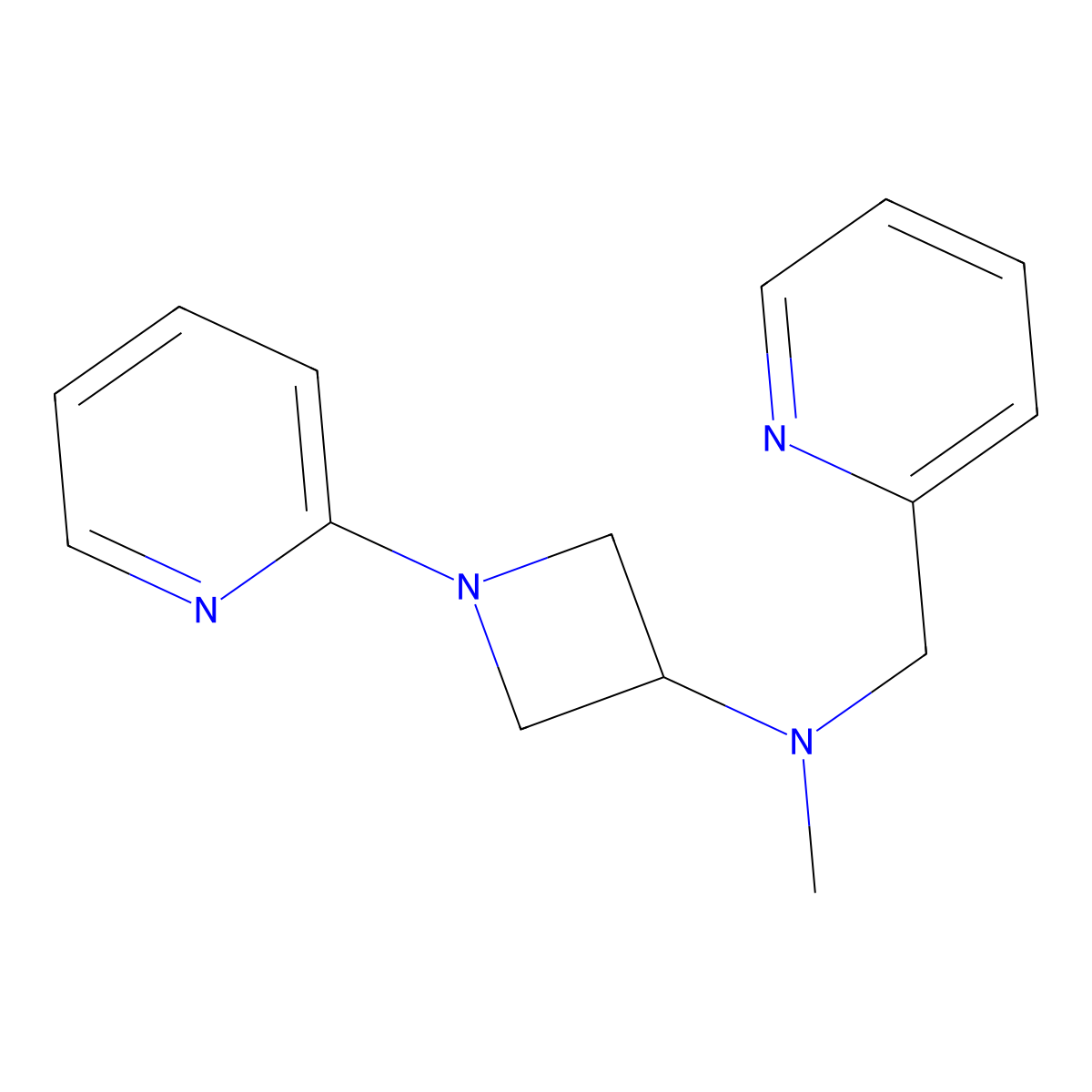 N-methyl-1-(pyridin-2-yl)-N-[(pyridin-2-yl)methyl]azetidin-3-amine molecular structure, CAS 2549026-05-1