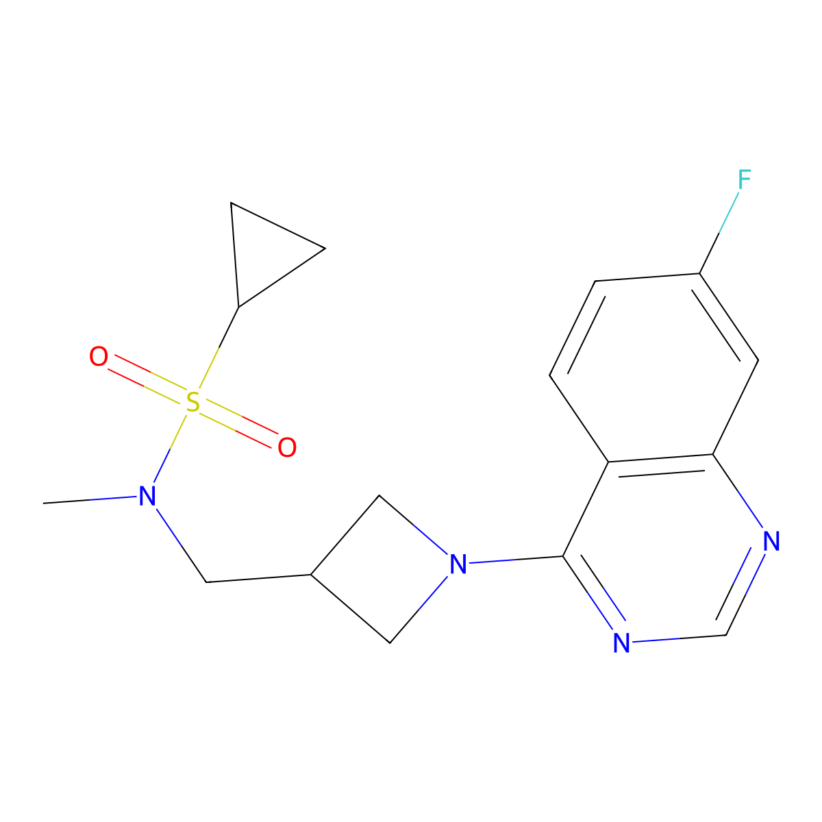 N-{[1-(7-fluoroquinazolin-4-yl)azetidin-3-yl]methyl}-N-methylcyclopropanesulfonamide molecular structure, CAS 2549026-06-2