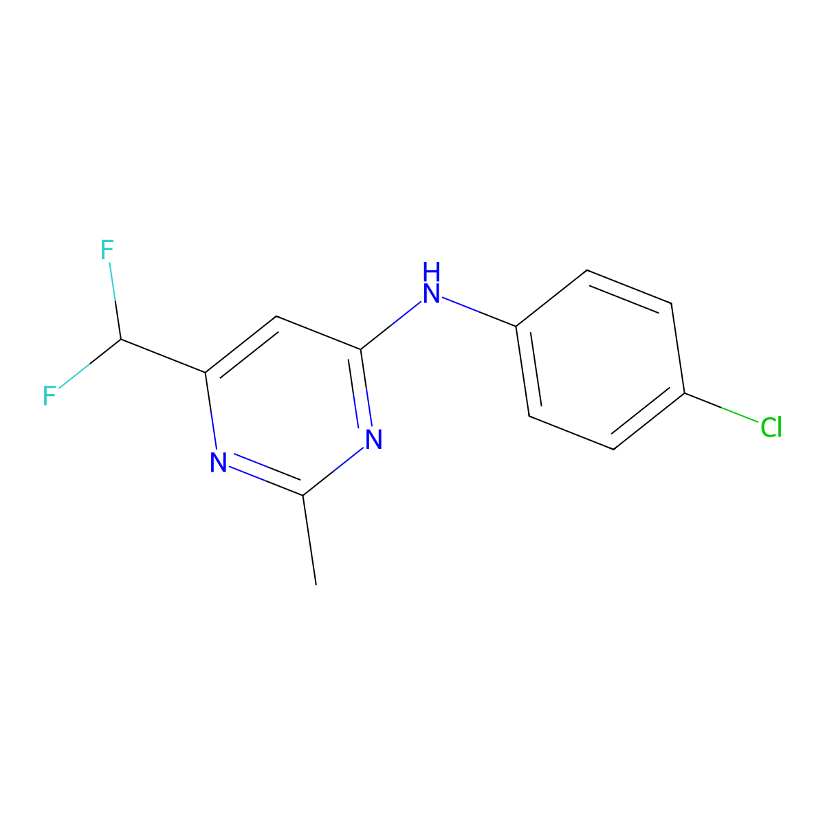 N-(4-chlorophenyl)-6-(difluoromethyl)-2-methylpyrimidin-4-amine molecular structure, CAS 2549026-07-3