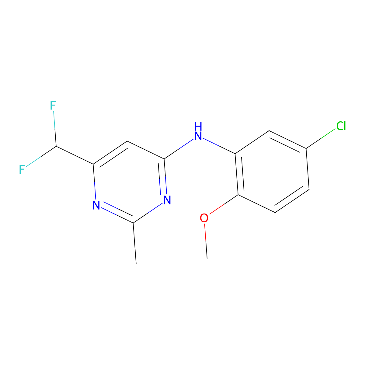 N-(5-chloro-2-methoxyphenyl)-6-(difluoromethyl)-2-methylpyrimidin-4-amine molecular structure, CAS 2549026-11-9
