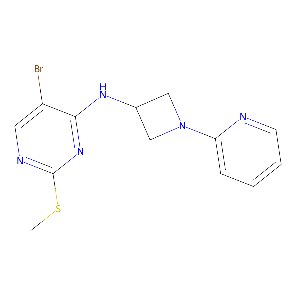 5-bromo-2-(methylsulfanyl)-N-[1-(pyridin-2-yl)azetidin-3-yl]pyrimidin-4-amine molecular structure, CAS 2549026-13-1
