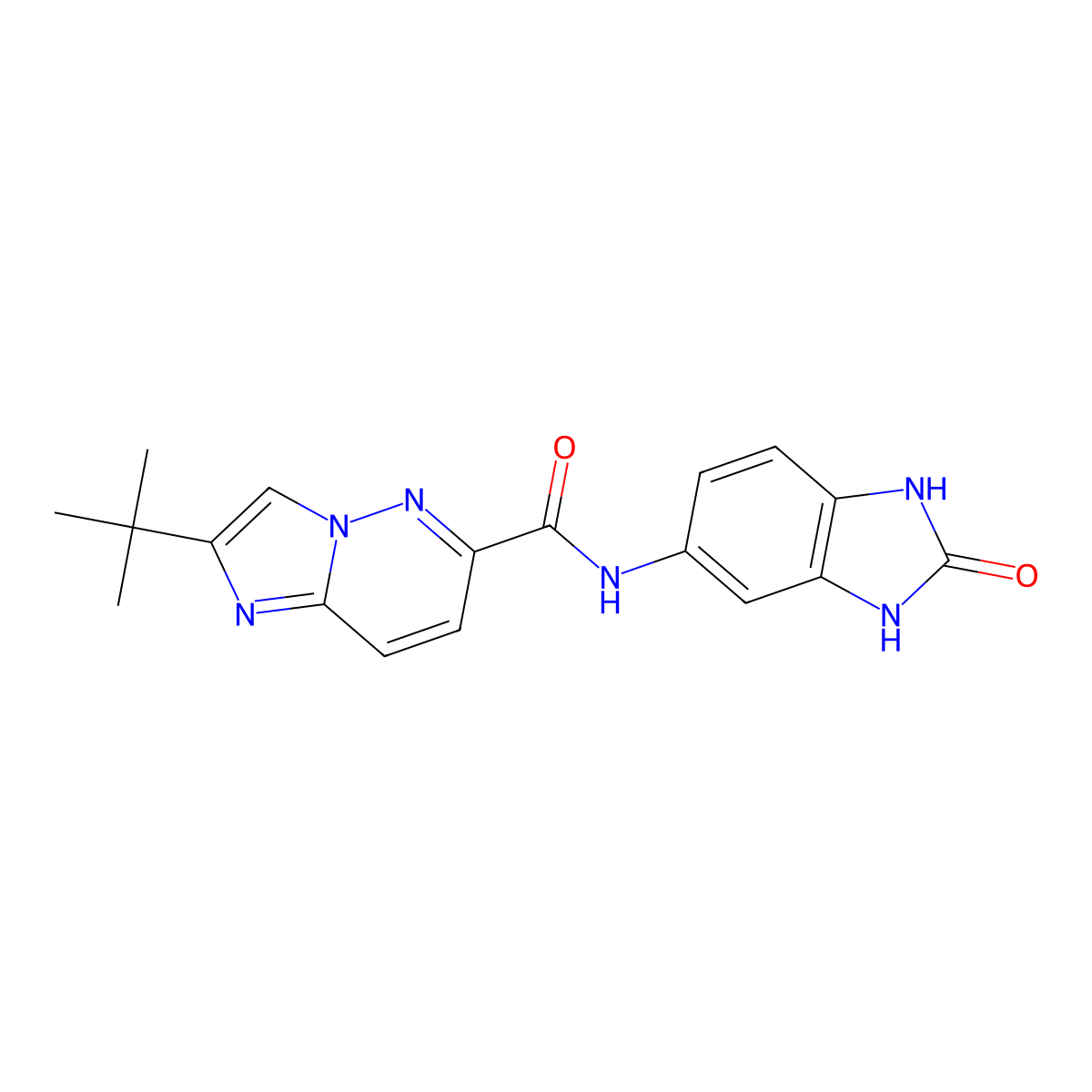 2-tert-butyl-N-(2-oxo-2,3-dihydro-1H-1,3-benzodiazol-5-yl)imidazo[1,2-b]pyridazine-6-carboxamide molecular structure, CAS 2549026-15-3
