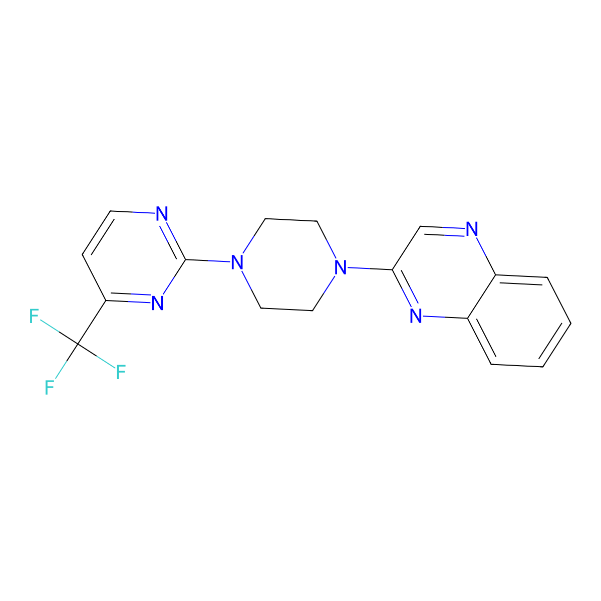 2-{4-[4-(Trifluoromethyl)pyrimidin-2-yl]piperazin-1-yl}quinoxaline molecular structure, CAS 2549026-31-3