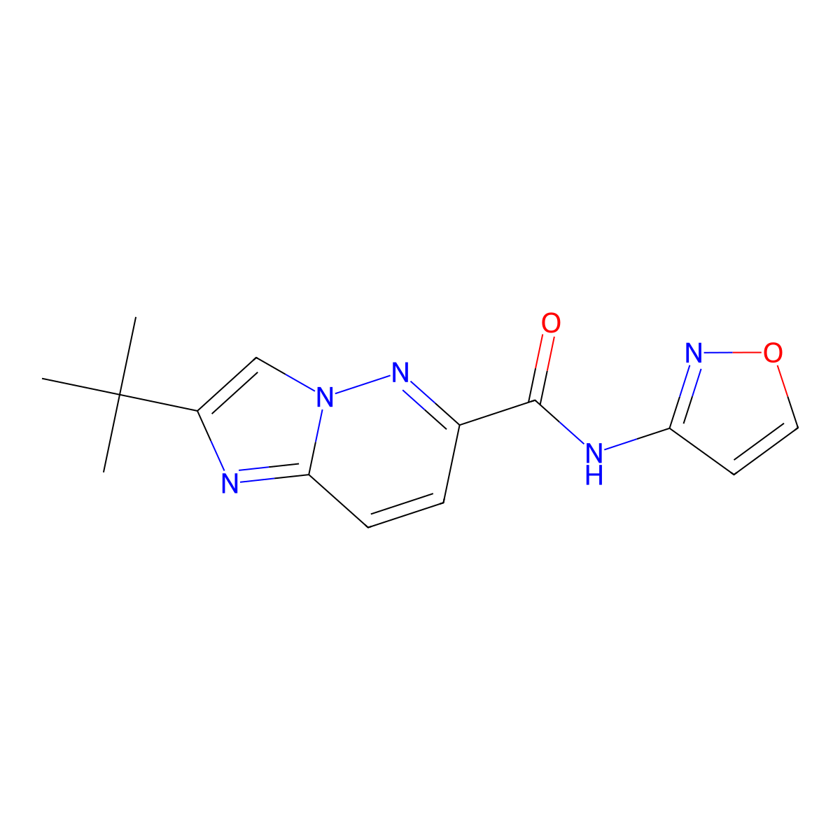 2-tert-butyl-N-(1,2-oxazol-3-yl)imidazo[1,2-b]pyridazine-6-carboxamide molecular structure, CAS 2549026-33-5