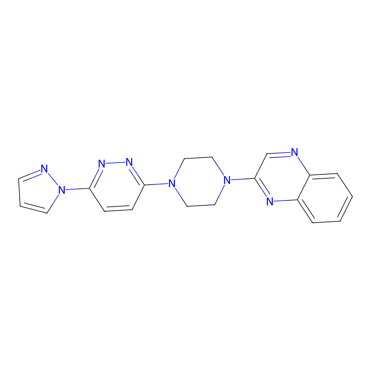 2-{4-[6-(1H-pyrazol-1-yl)pyridazin-3-yl]piperazin-1-yl}quinoxaline molecular structure, CAS 2549026-34-6