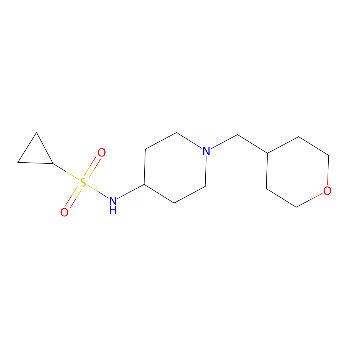 N-{1-[(oxan-4-yl)methyl]piperidin-4-yl}cyclopropanesulfonamide molecular structure, CAS 2549026-35-7