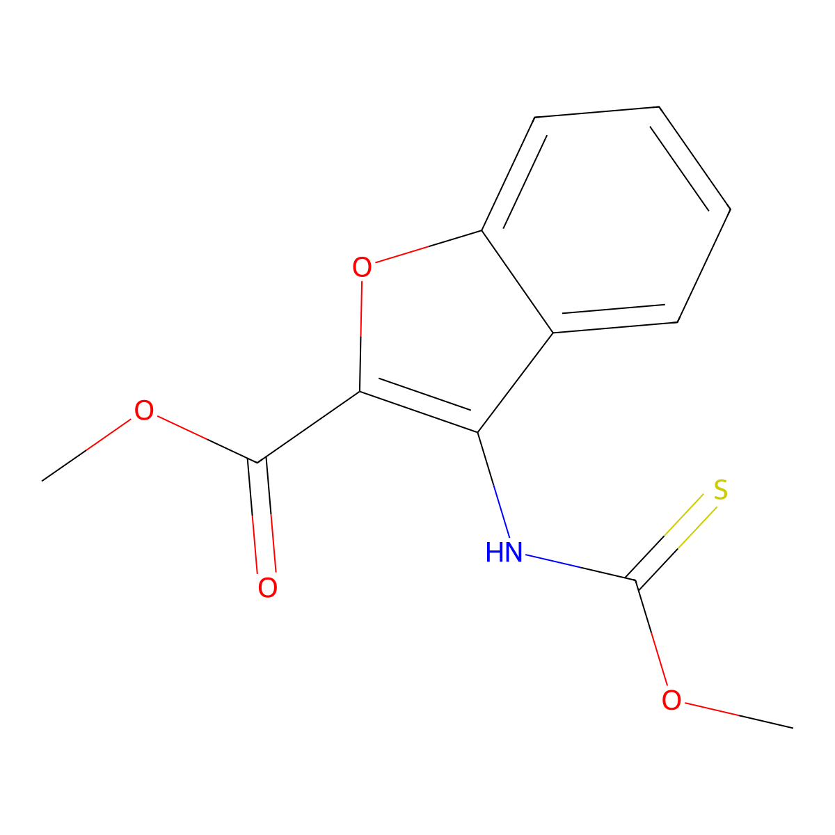 Methyl 3-[(methoxymethanethioyl)amino]-1-benzofuran-2-carboxylate molecular structure, CAS 2549026-36-8
