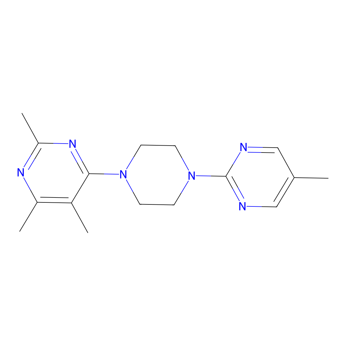 2,4,5-Trimethyl-6-[4-(5-methylpyrimidin-2-yl)piperazin-1-yl]pyrimidine molecular structure, CAS 2549026-39-1