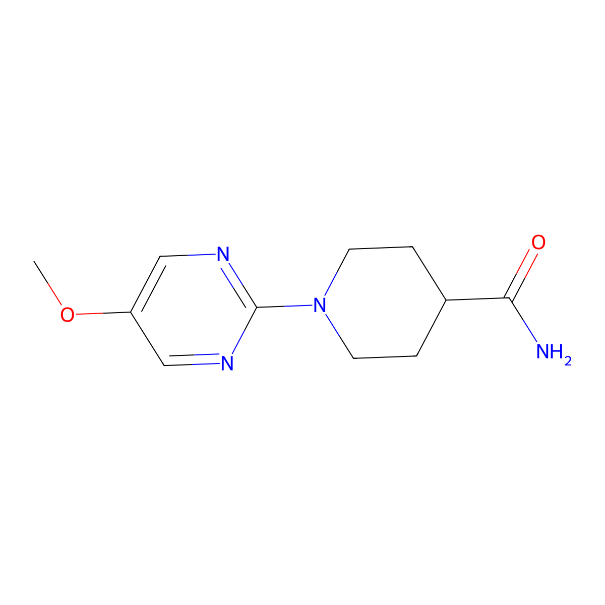 1-(5-Methoxypyrimidin-2-yl)piperidine-4-carboxamide molecular structure, CAS 2549026-43-7