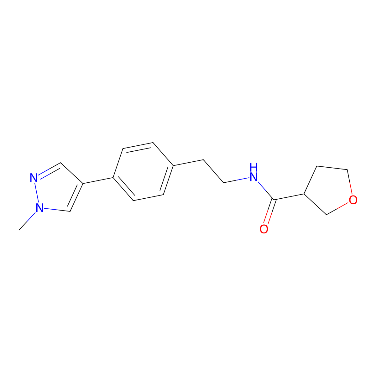 N-{2-[4-(1-methyl-1H-pyrazol-4-yl)phenyl]ethyl}oxolane-3-carboxamide molecular structure, CAS 2549026-59-5