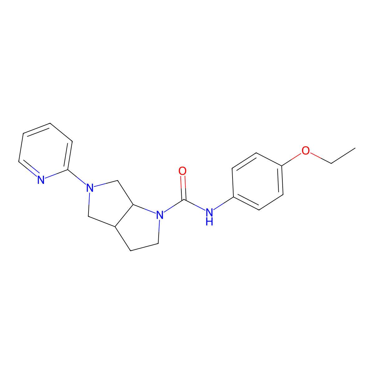 N-(4-ethoxyphenyl)-5-(pyridin-2-yl)-octahydropyrrolo[3,4-b]pyrrole-1-carboxamide molecular structure, CAS 2549026-63-1