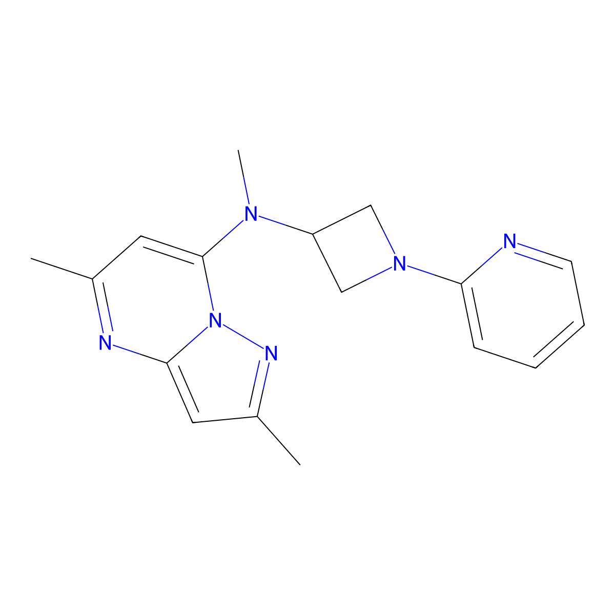 N-{2,5-dimethylpyrazolo[1,5-a]pyrimidin-7-yl}-N-methyl-1-(pyridin-2-yl)azetidin-3-amine molecular structure, CAS 2549026-65-3