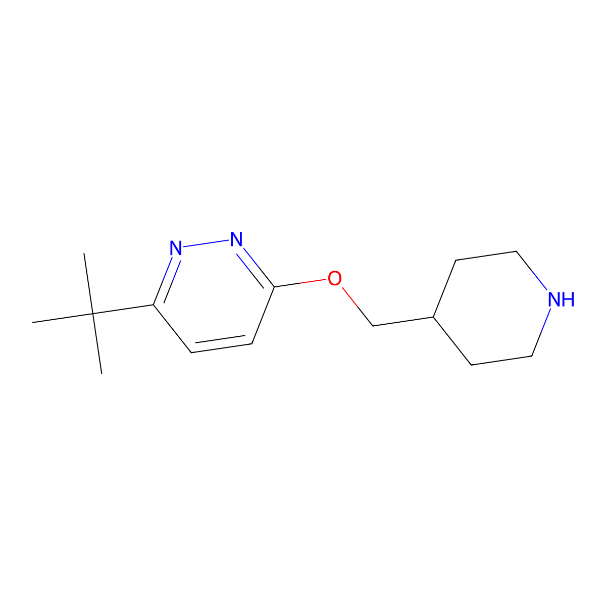 3-Tert-butyl-6-[(piperidin-4-yl)methoxy]pyridazine molecular structure, CAS 2549026-66-4