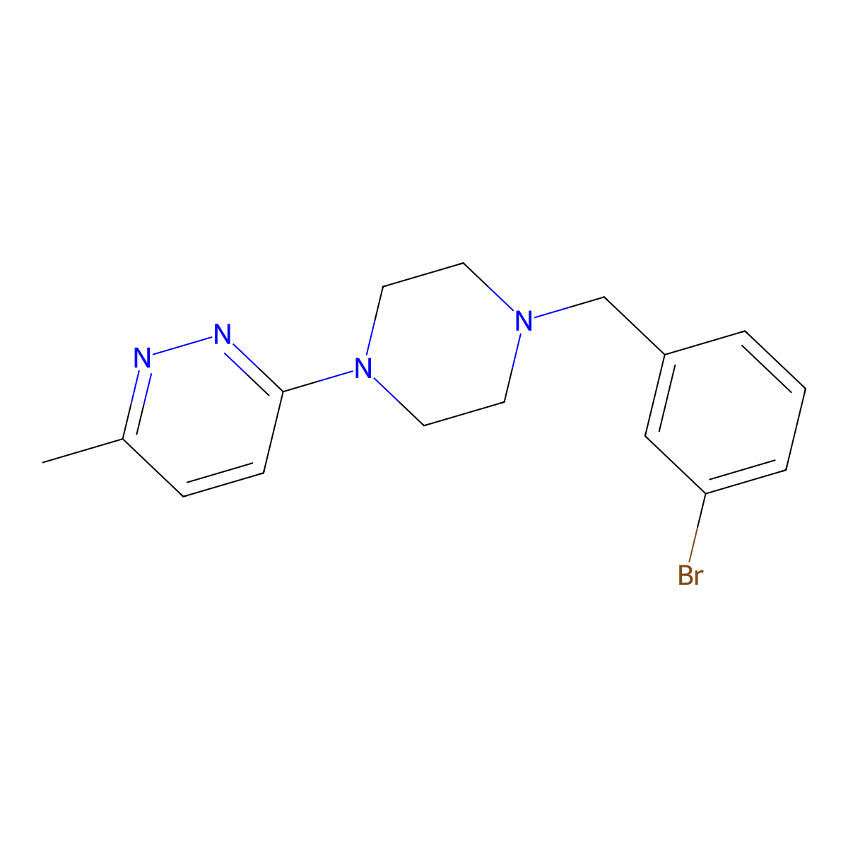 3-{4-[(3-Bromophenyl)methyl]piperazin-1-yl}-6-methylpyridazine molecular structure, CAS 2549026-69-7