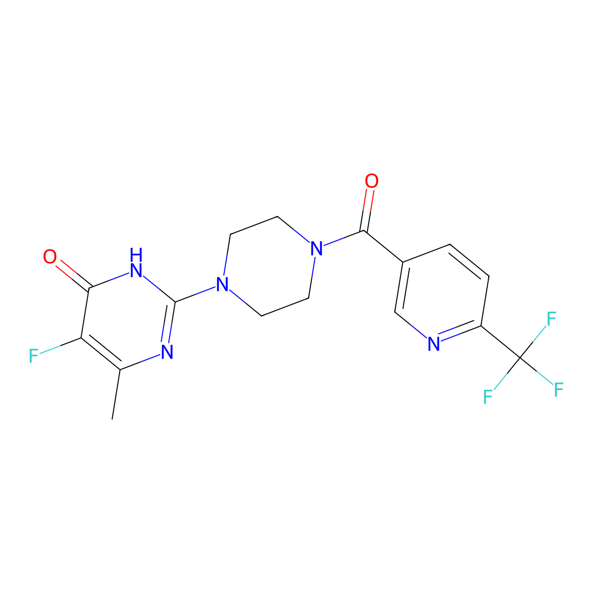 5-Fluoro-6-methyl-2-{4-[6-(trifluoromethyl)pyridine-3-carbonyl]piperazin-1-yl}-3,4-dihydropyrimidin-4-one molecular structure, CAS 2549026-74-4