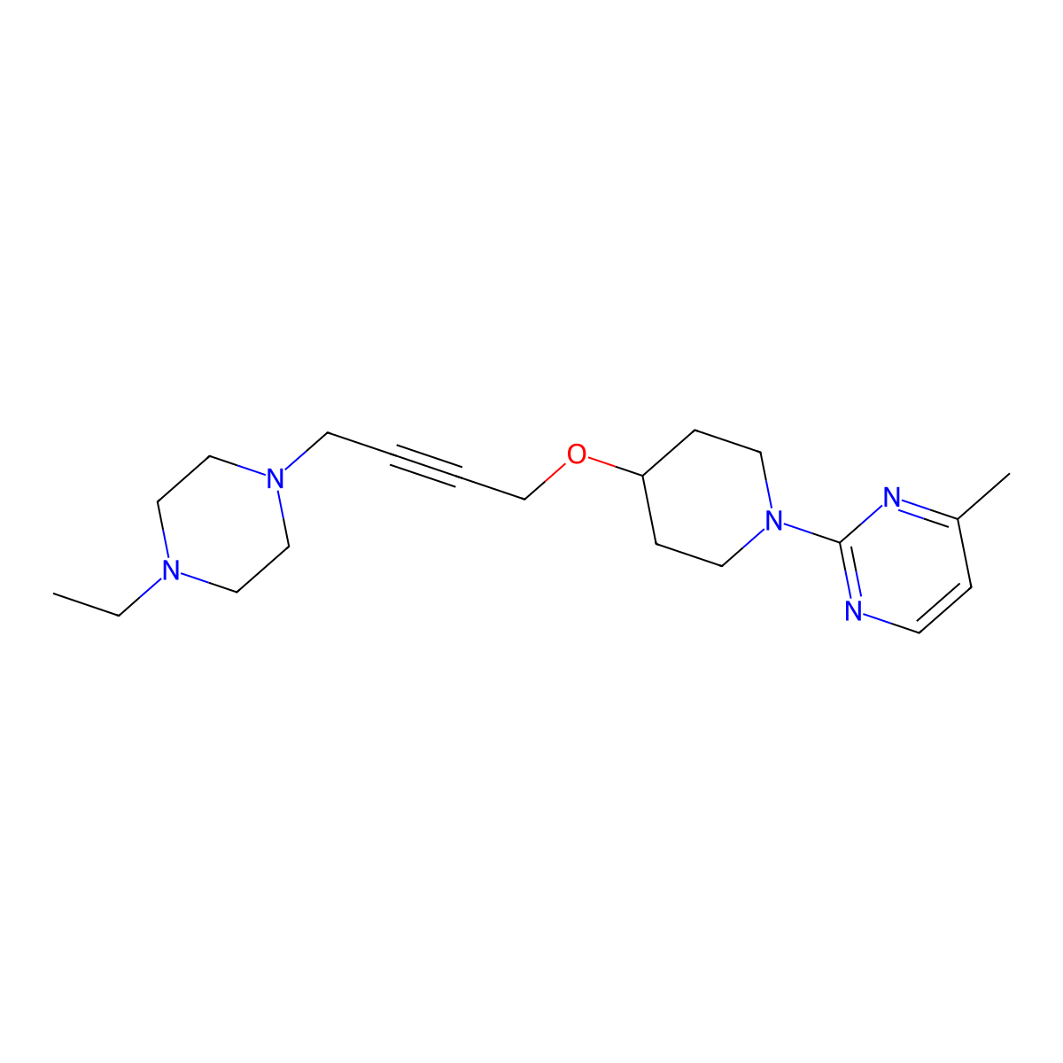 2-(4-{[4-(4-Ethylpiperazin-1-yl)but-2-yn-1-yl]oxy}piperidin-1-yl)-4-methylpyrimidine molecular structure, CAS 2549026-79-9