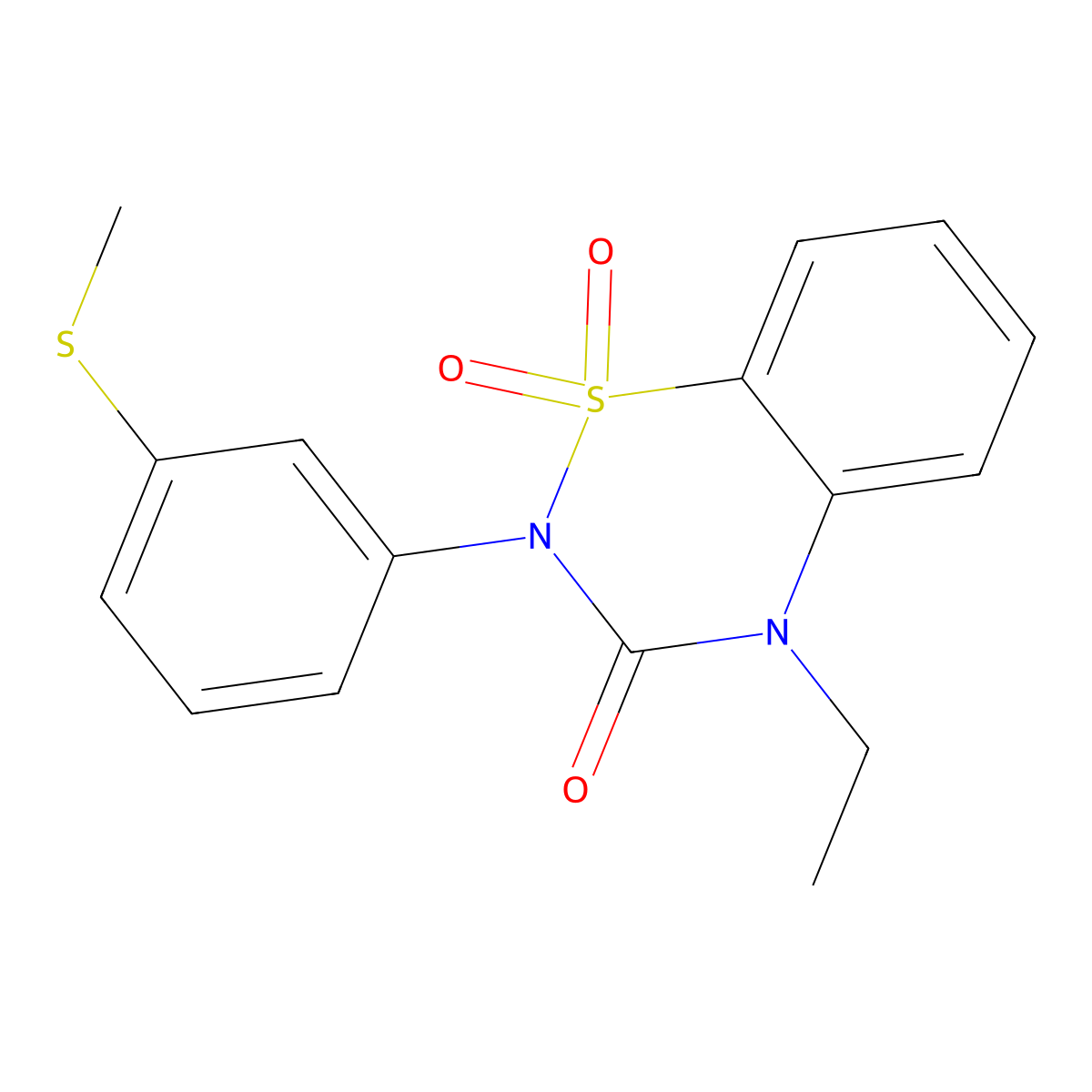 4-Ethyl-2-(3-methylsulfanylphenyl)-1,1-dioxo-1lambda6,2,4-benzothiadiazin-3-one molecular structure, CAS 2549026-82-4
