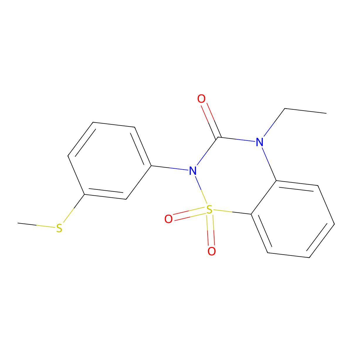 4-Ethyl-2-(3-methylsulfanylphenyl)-1,1-dioxo-1lambda6,2,4-benzothiadiazin-3-one molecular structure, CAS 2549026-82-4