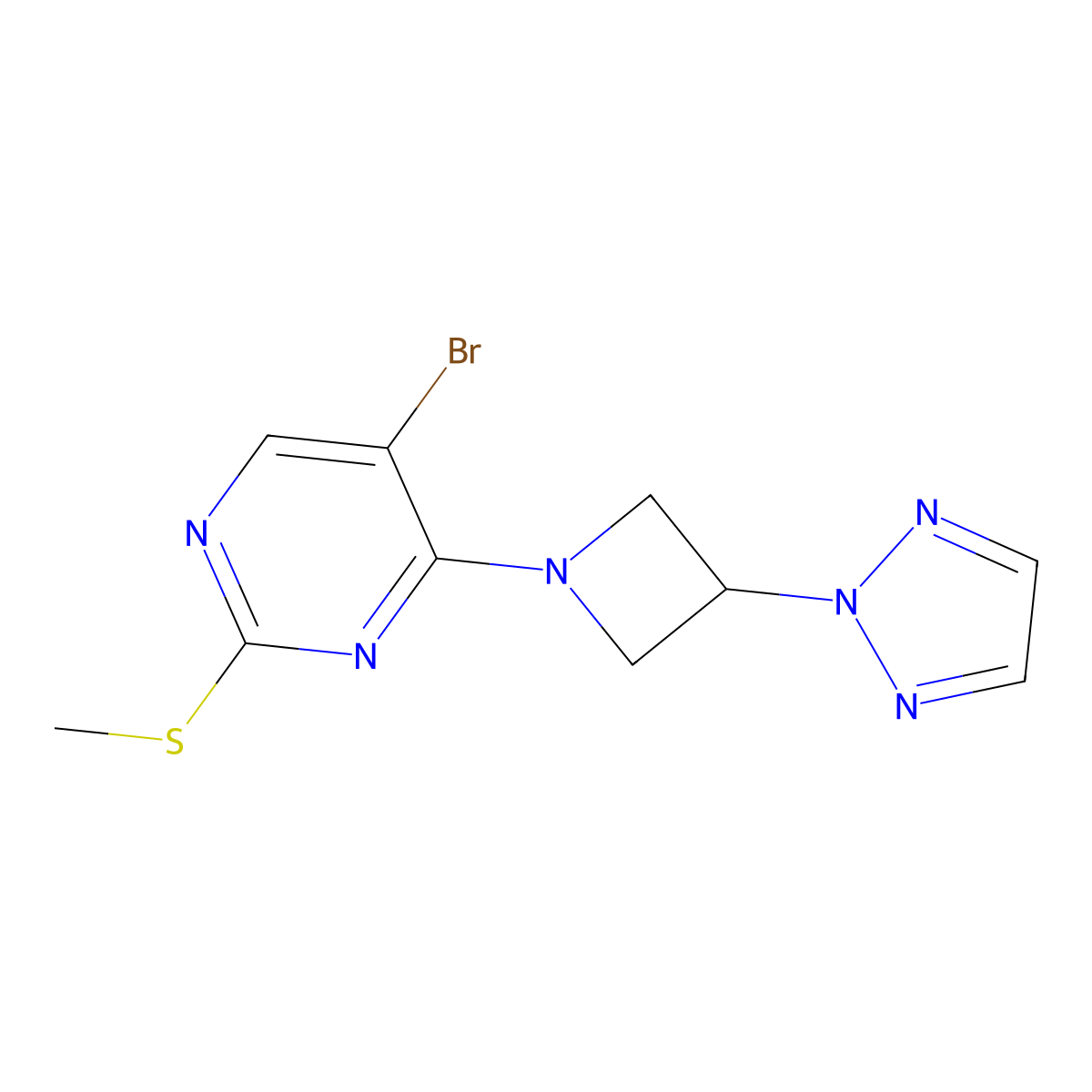 5-bromo-2-(methylsulfanyl)-4-[3-(2H-1,2,3-triazol-2-yl)azetidin-1-yl]pyrimidine molecular structure, CAS 2549026-87-9