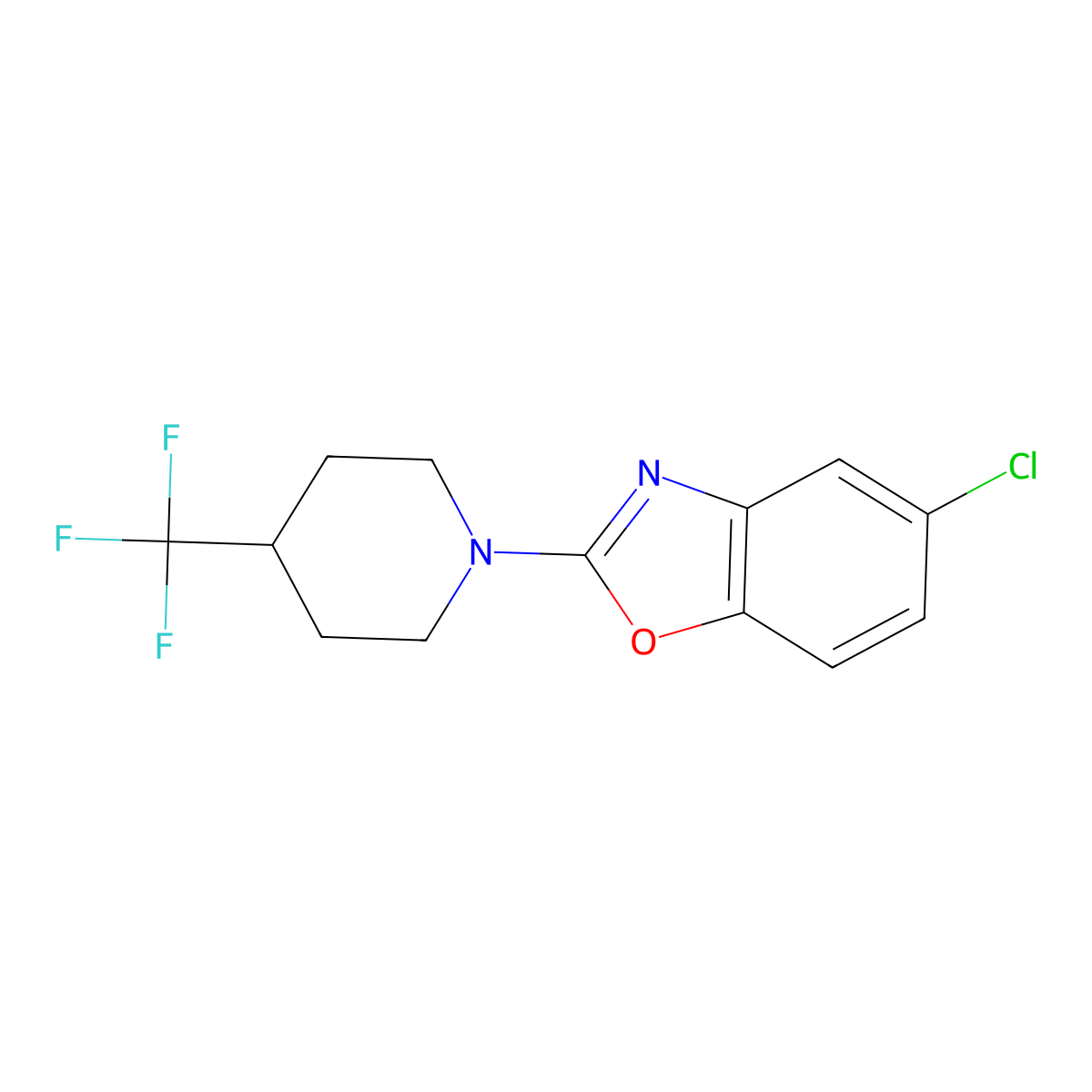 5-Chloro-2-[4-(trifluoromethyl)piperidin-1-yl]-1,3-benzoxazole molecular structure, CAS 2549026-88-0