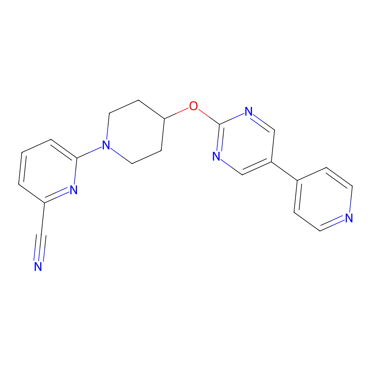 6-(4-{[5-(Pyridin-4-yl)pyrimidin-2-yl]oxy}piperidin-1-yl)pyridine-2-carbonitrile molecular structure, CAS 2549026-89-1