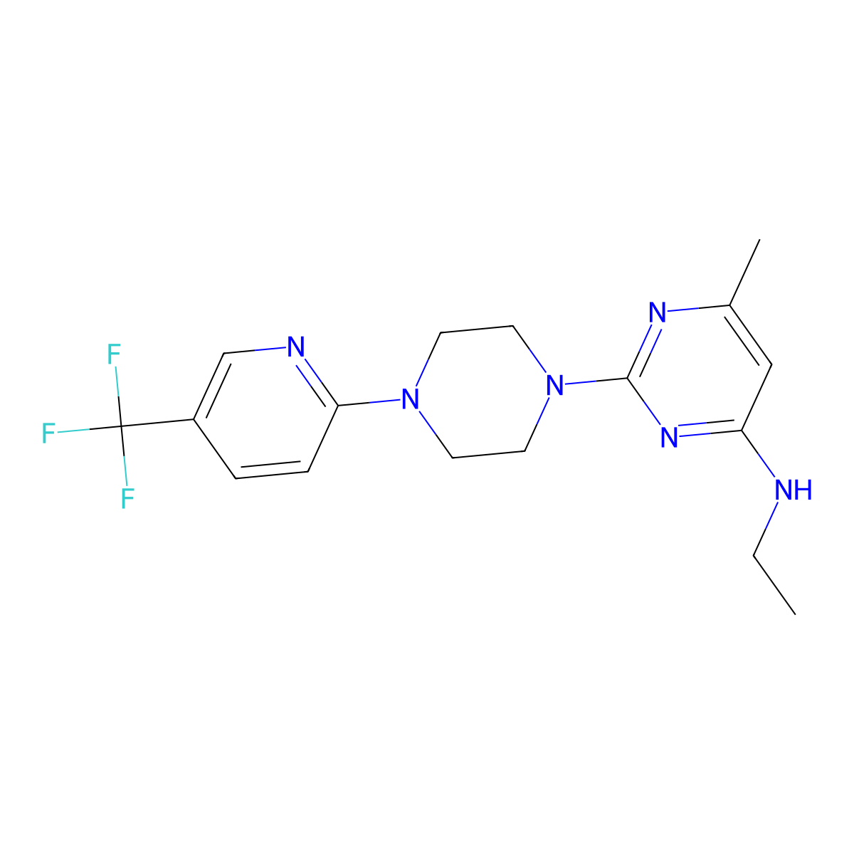 N-ethyl-6-methyl-2-{4-[5-(trifluoromethyl)pyridin-2-yl]piperazin-1-yl}pyrimidin-4-amine molecular structure, CAS 2549026-92-6