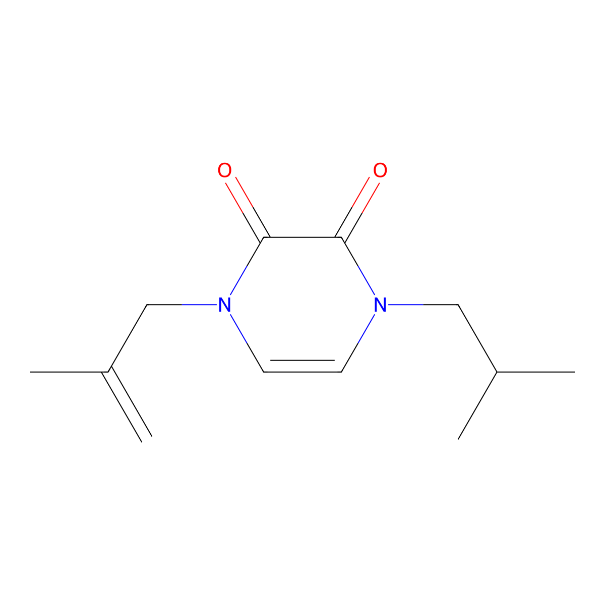 1-(2-Methylprop-2-en-1-yl)-4-(2-methylpropyl)-1,2,3,4-tetrahydropyrazine-2,3-dione molecular structure, CAS 2549026-93-7