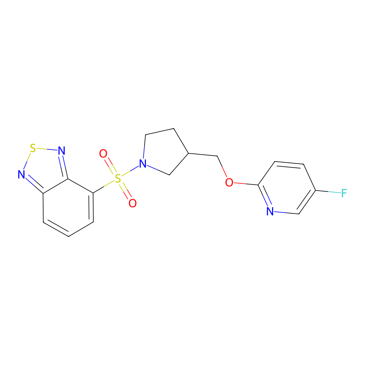 4-[(3-{[(5-Fluoropyridin-2-yl)oxy]methyl}pyrrolidin-1-yl)sulfonyl]-2,1,3-benzothiadiazole molecular structure, CAS 2549026-94-8