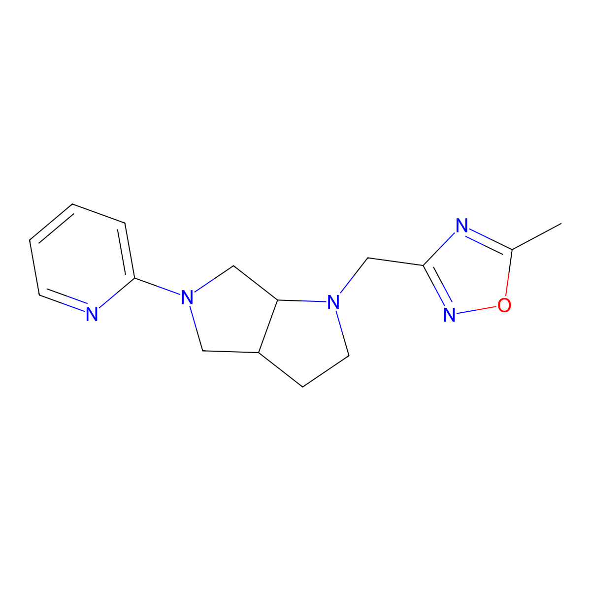 2-{1-[(5-Methyl-1,2,4-oxadiazol-3-yl)methyl]-octahydropyrrolo[2,3-c]pyrrol-5-yl}pyridine molecular structure, CAS 2549027-05-4