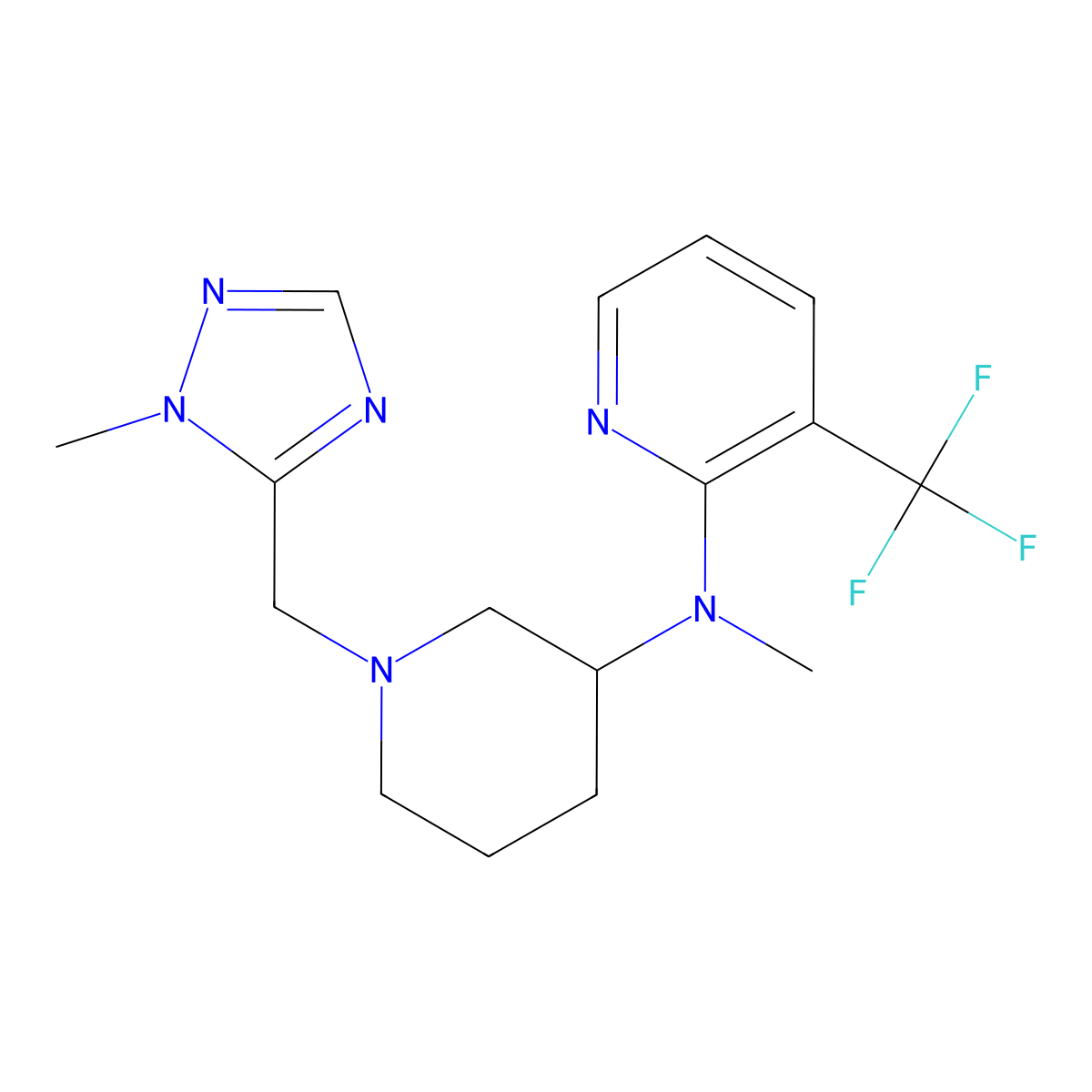 N-methyl-N-{1-[(1-methyl-1H-1,2,4-triazol-5-yl)methyl]piperidin-3-yl}-3-(trifluoromethyl)pyridin-2-amine molecular structure, CAS 2549027-06-5