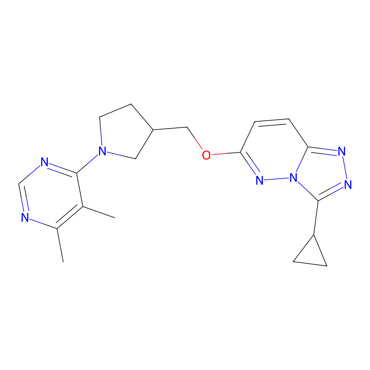 4-{3-[({3-Cyclopropyl-[1,2,4]triazolo[4,3-b]pyridazin-6-yl}oxy)methyl]pyrrolidin-1-yl}-5,6-dimethylpyrimidine molecular structure, CAS 2549027-13-4