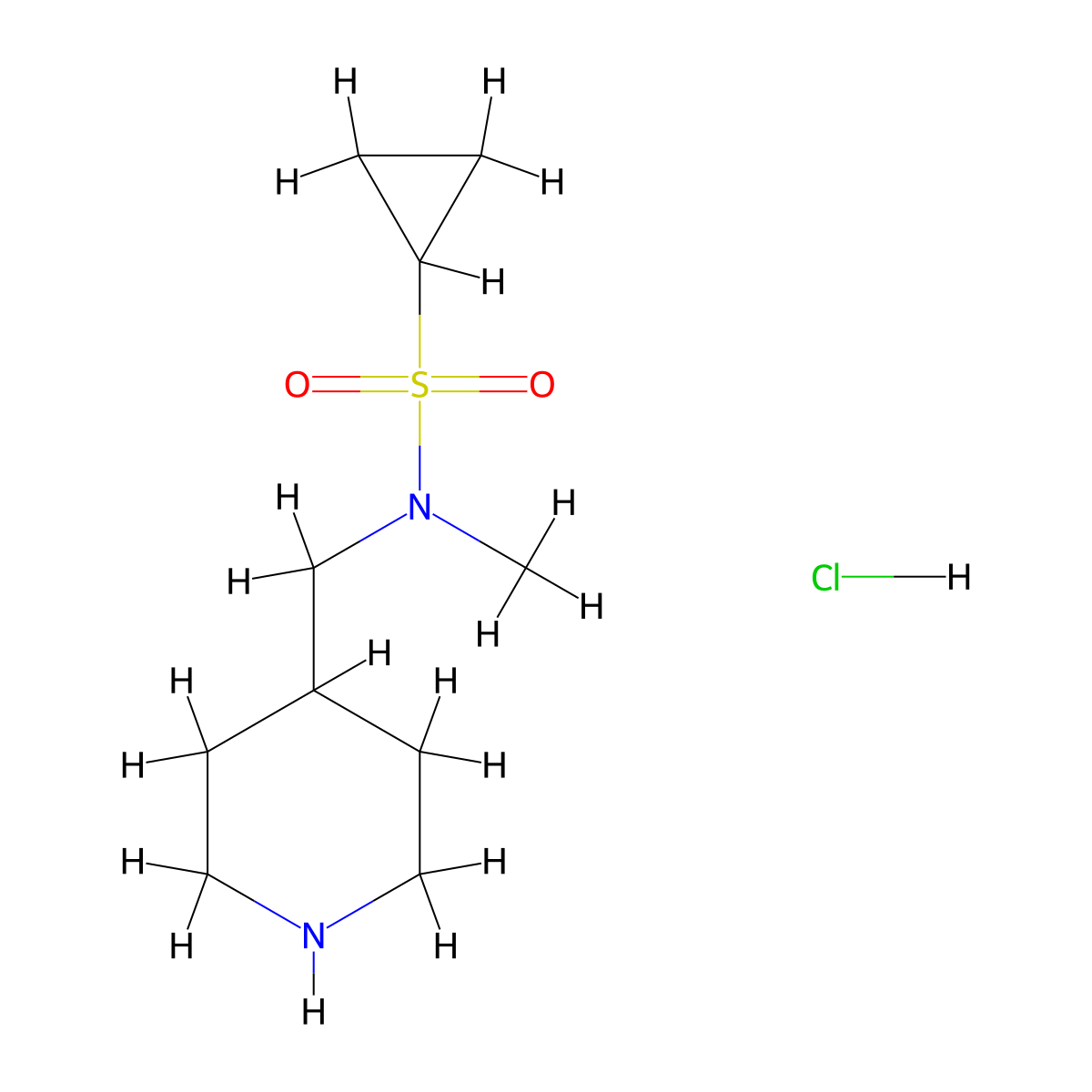 N-methyl-N-[(piperidin-4-yl)methyl]cyclopropanesulfonamide hydrochloride molecular structure, CAS 2549027-26-9