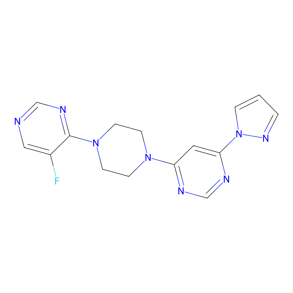 4-[4-(5-fluoropyrimidin-4-yl)piperazin-1-yl]-6-(1H-pyrazol-1-yl)pyrimidine molecular structure, CAS 2549027-29-2