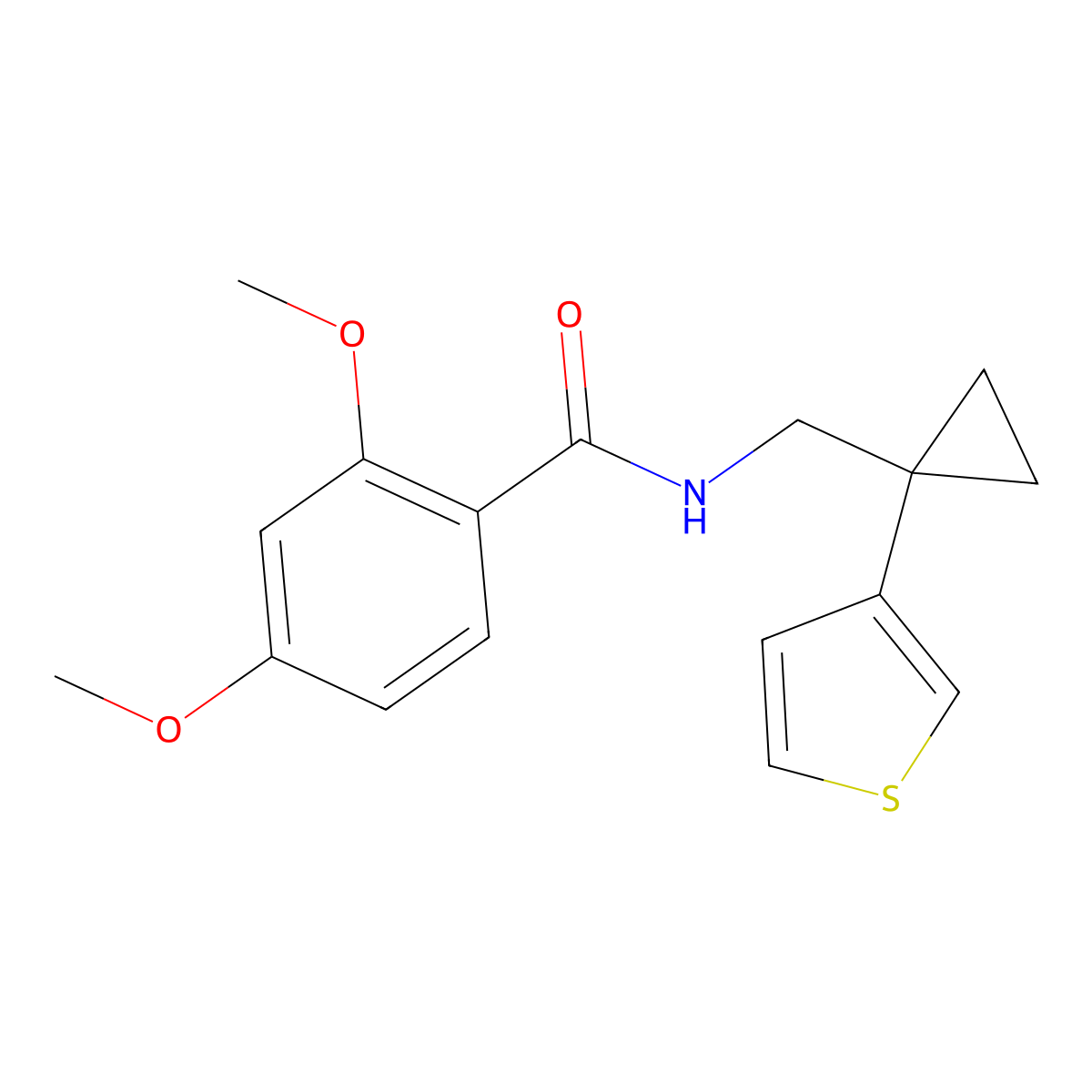 2,4-dimethoxy-N-{[1-(thiophen-3-yl)cyclopropyl]methyl}benzamide molecular structure, CAS 2549027-31-6