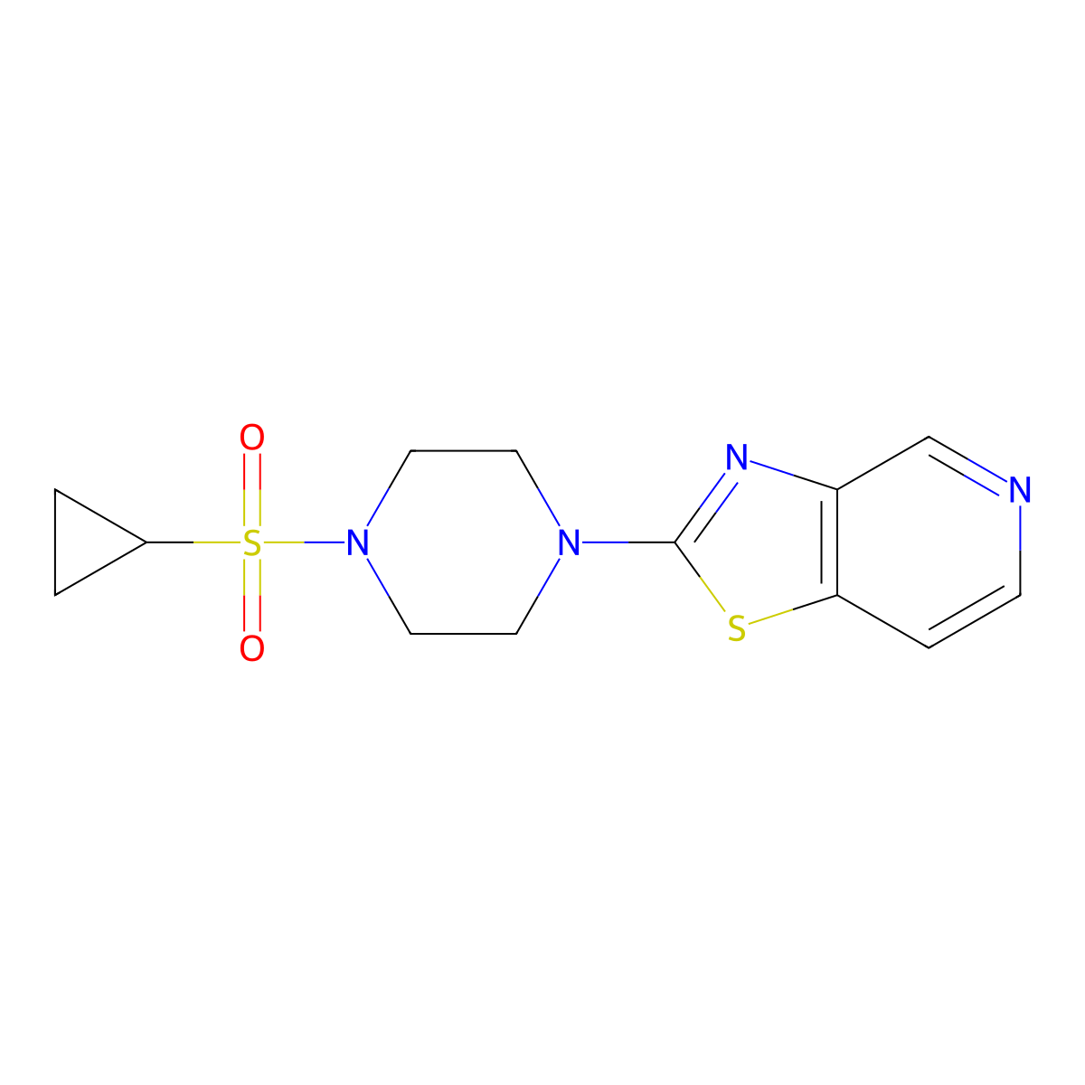 1-(Cyclopropanesulfonyl)-4-{[1,3]thiazolo[4,5-c]pyridin-2-yl}piperazine molecular structure, CAS 2549027-34-9
