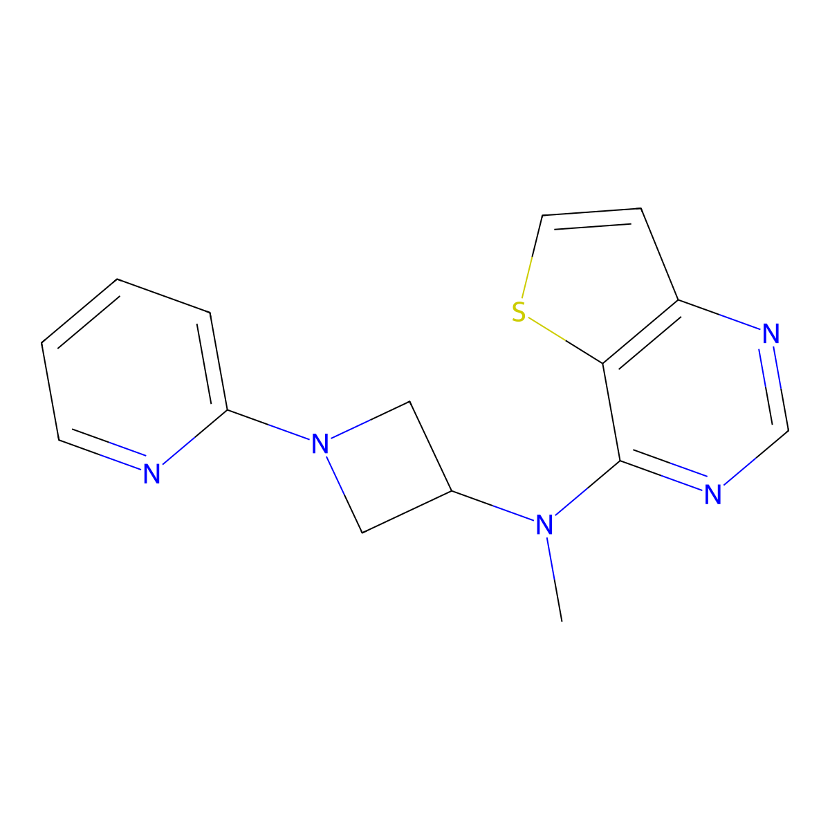 N-methyl-1-(pyridin-2-yl)-N-{thieno[3,2-d]pyrimidin-4-yl}azetidin-3-amine molecular structure, CAS 2549027-36-1