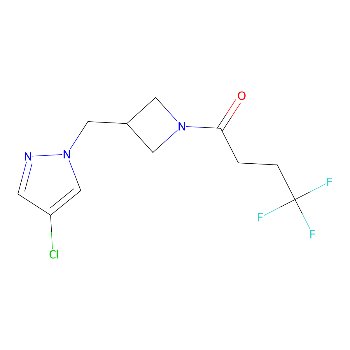 1-{3-[(4-chloro-1H-pyrazol-1-yl)methyl]azetidin-1-yl}-4,4,4-trifluorobutan-1-one molecular structure, CAS 2549027-38-3